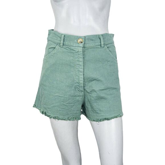 NICO NICO High Rise Cut off Shorts in Green Cotton Women's Size 8 - Picture 9 of 9